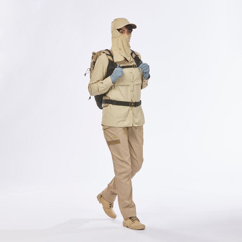 Camisa de montaña y trekking anti-UV Mujer Forclaz Desert 500