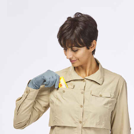 Långärmad skjorta för ökenvandring med UV-skydd DESERT 900 dam beige