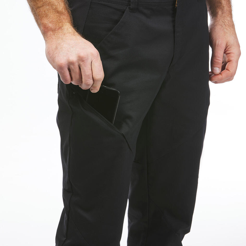 Crne muške pantalone za pešačenje NH500
