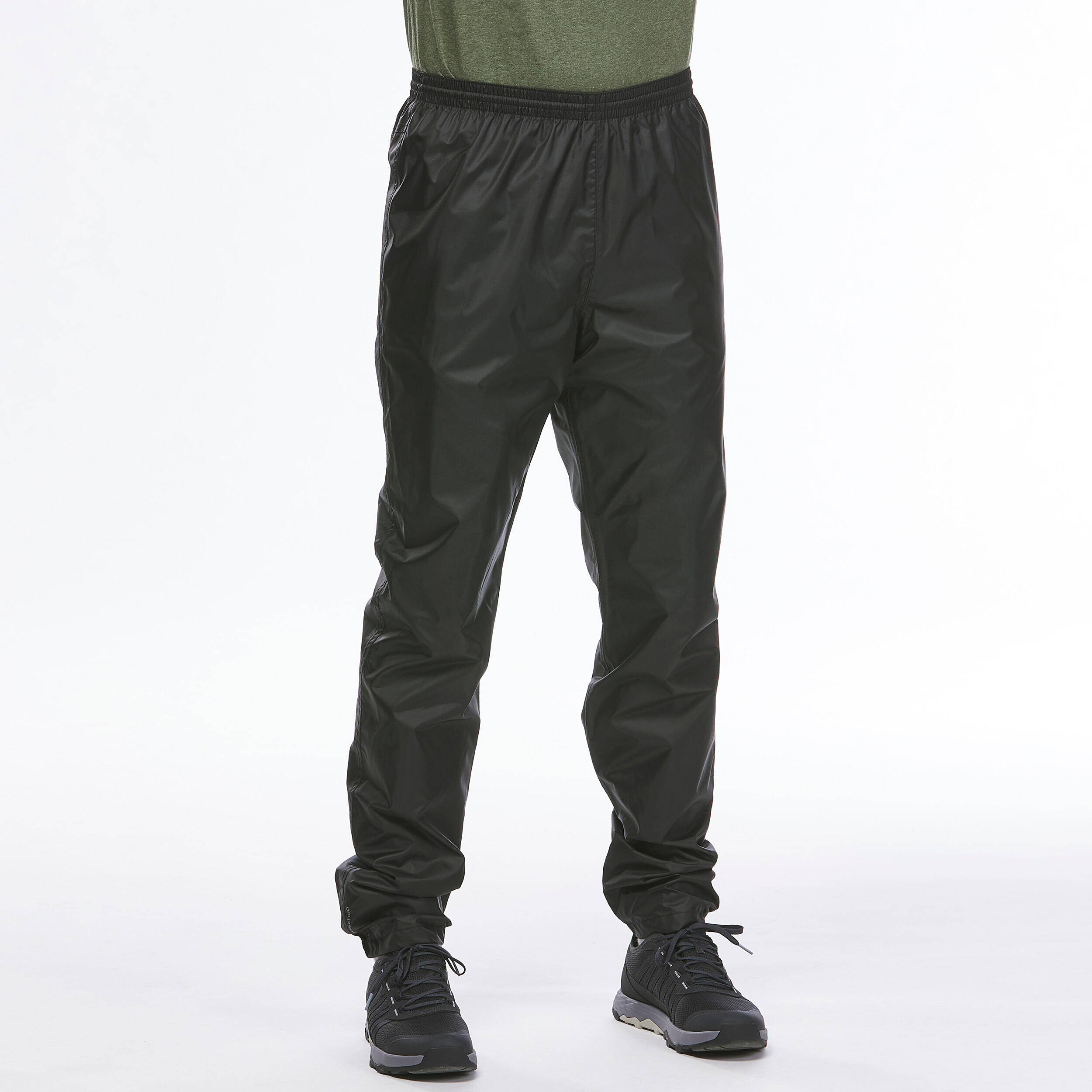 Men Waterproof Hiking Over Trousers NH500 Black -  4