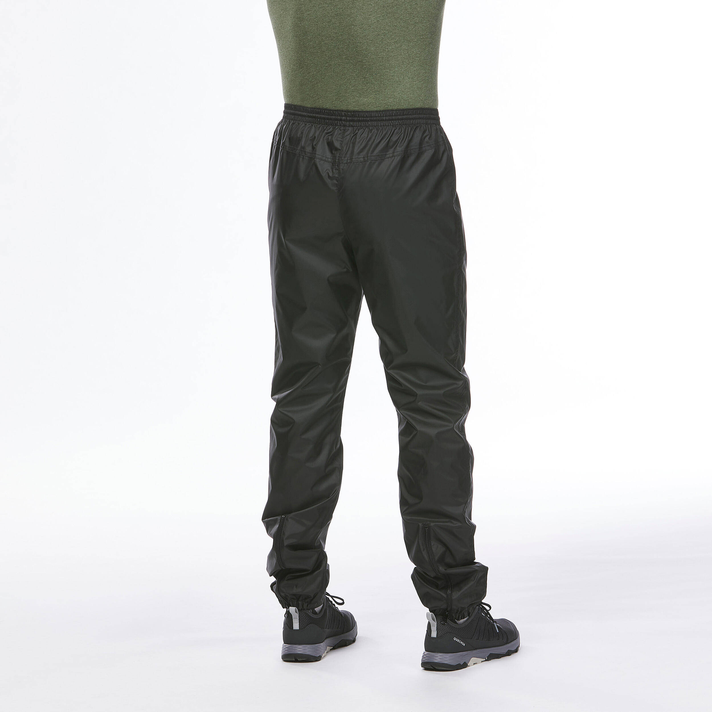Men Waterproof Hiking Over Trousers NH500 Black -  5