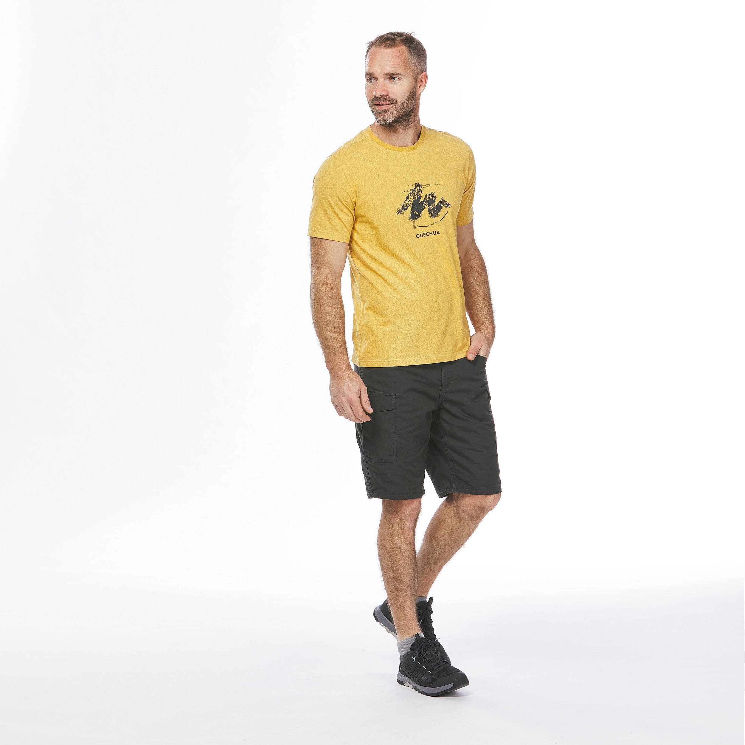 Men Hiking Breathable T-shirt - NH100 Ochre -  2