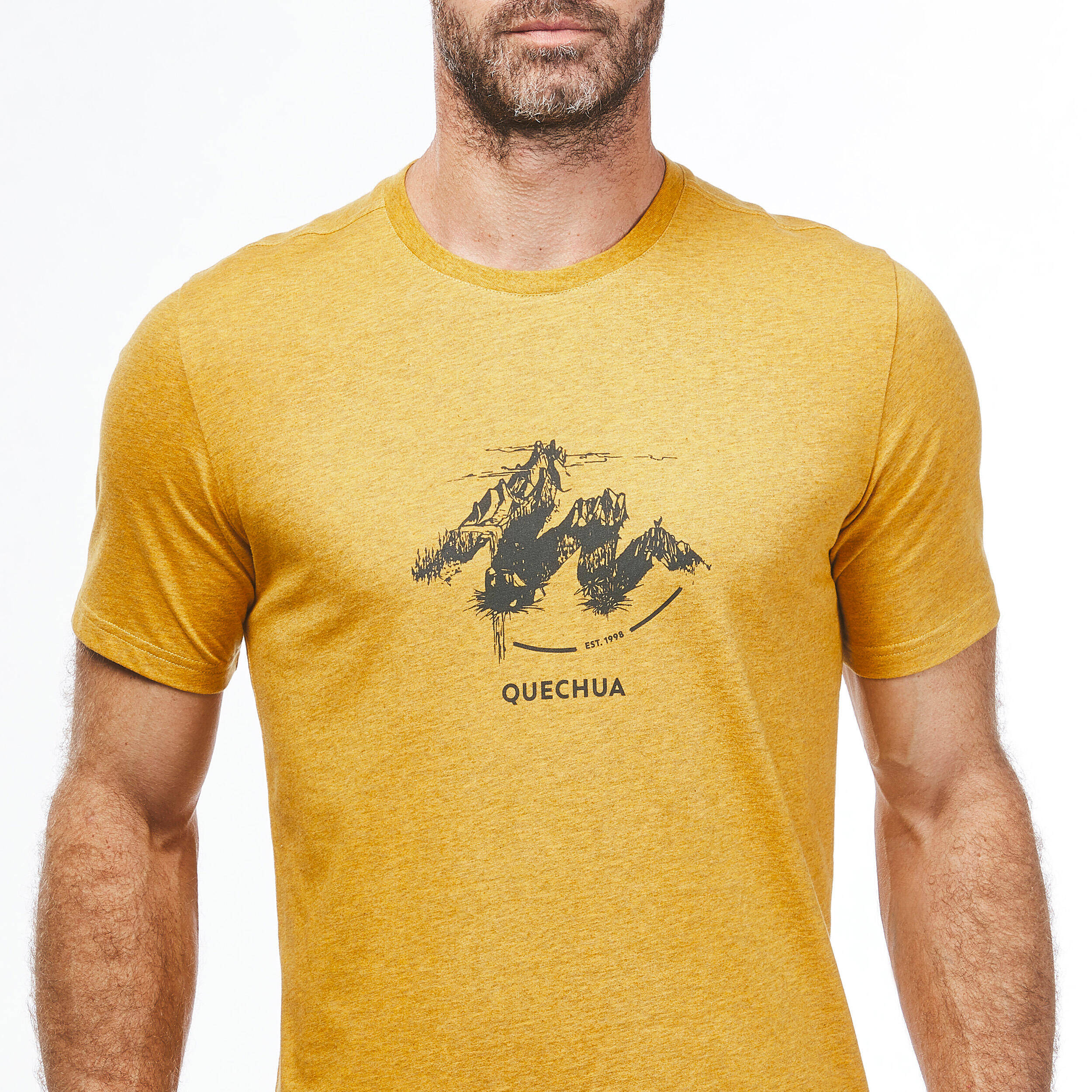 Men Hiking Breathable T-shirt - NH100 Ochre -  4