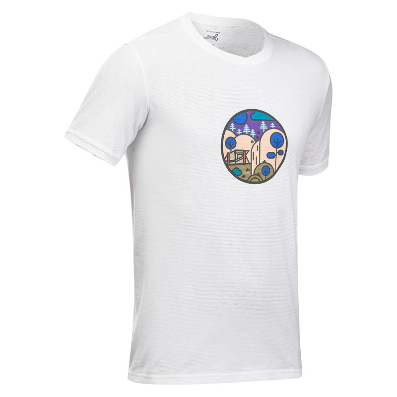 Camiseta de montaña y trekking manga corta Hombre Quechua NH550 Fresh blanco