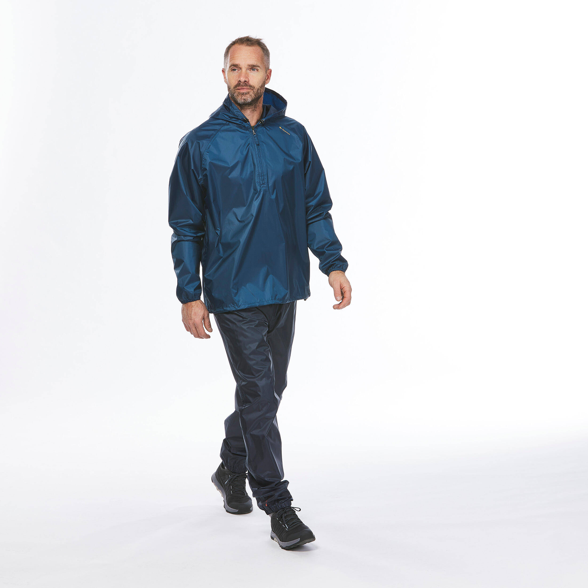 Men Half Zip Rain Jacket with Storage Pouch Abyss Blue - NH100 -  2