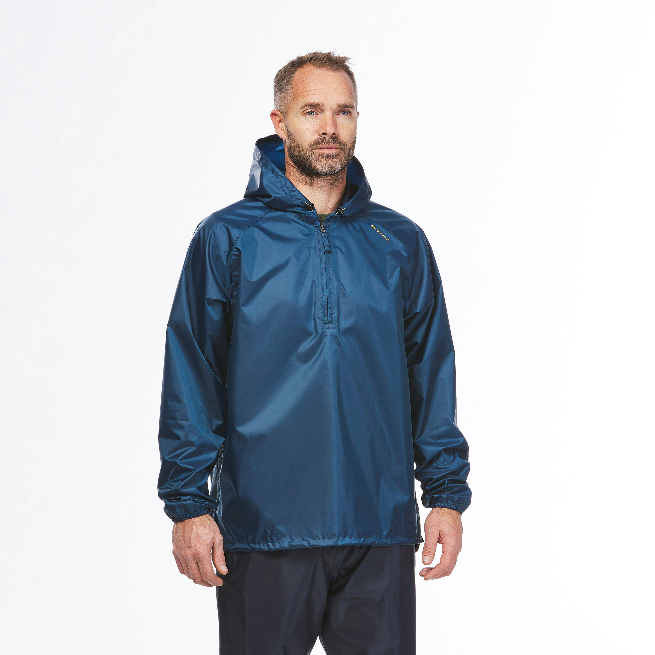 Men Half Zip Rain Jacket with Storage Pouch Abyss Blue - NH100 -  3