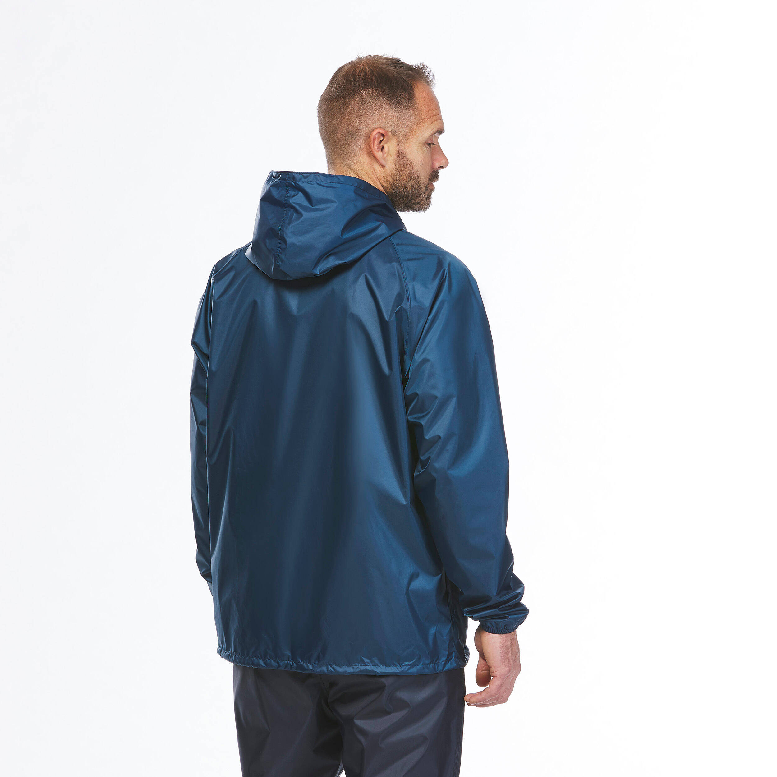 Men Half Zip Rain Jacket with Storage Pouch Abyss Blue - NH100 -  4