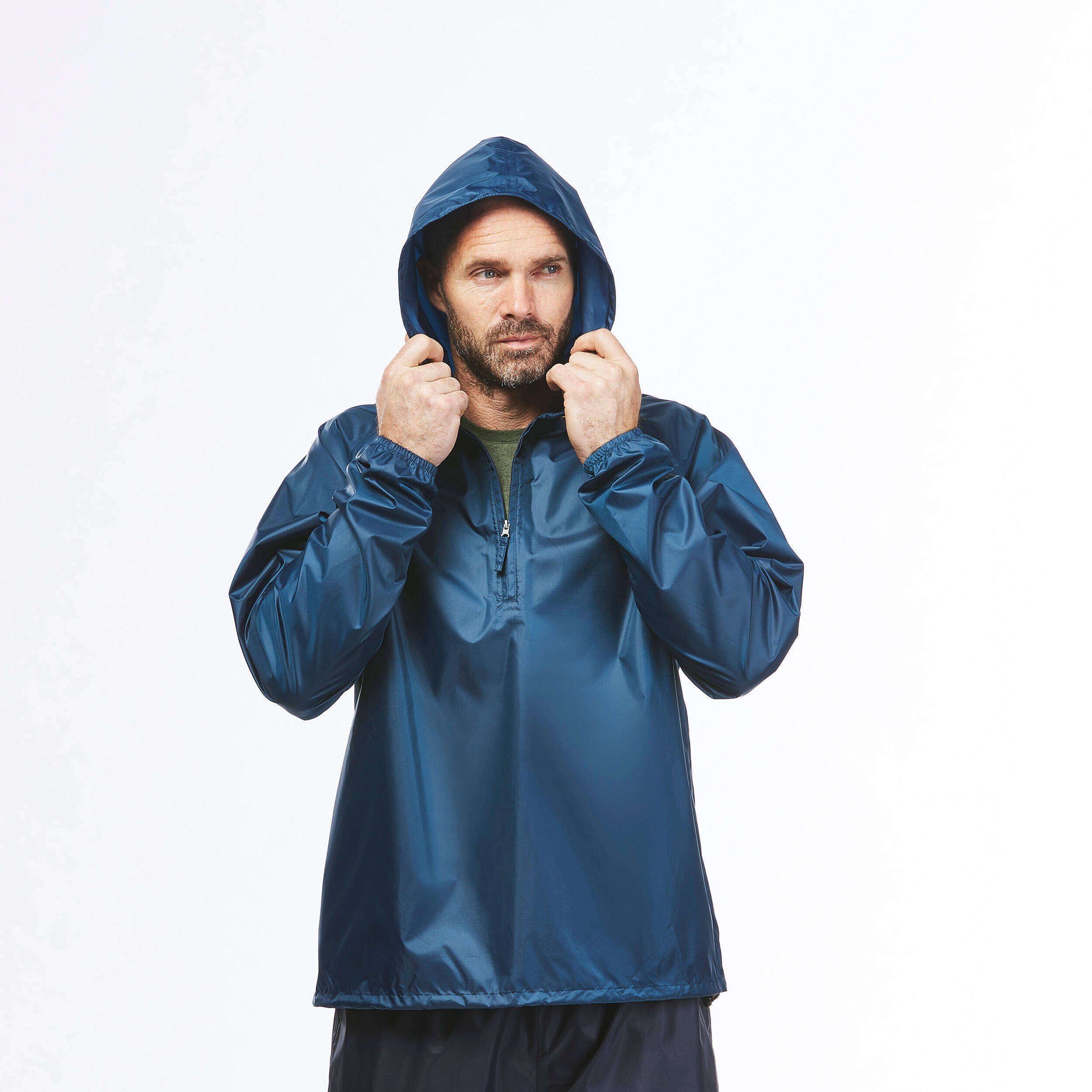Men Half Zip Rain Jacket with Storage Pouch Abyss Blue - NH100 -  5