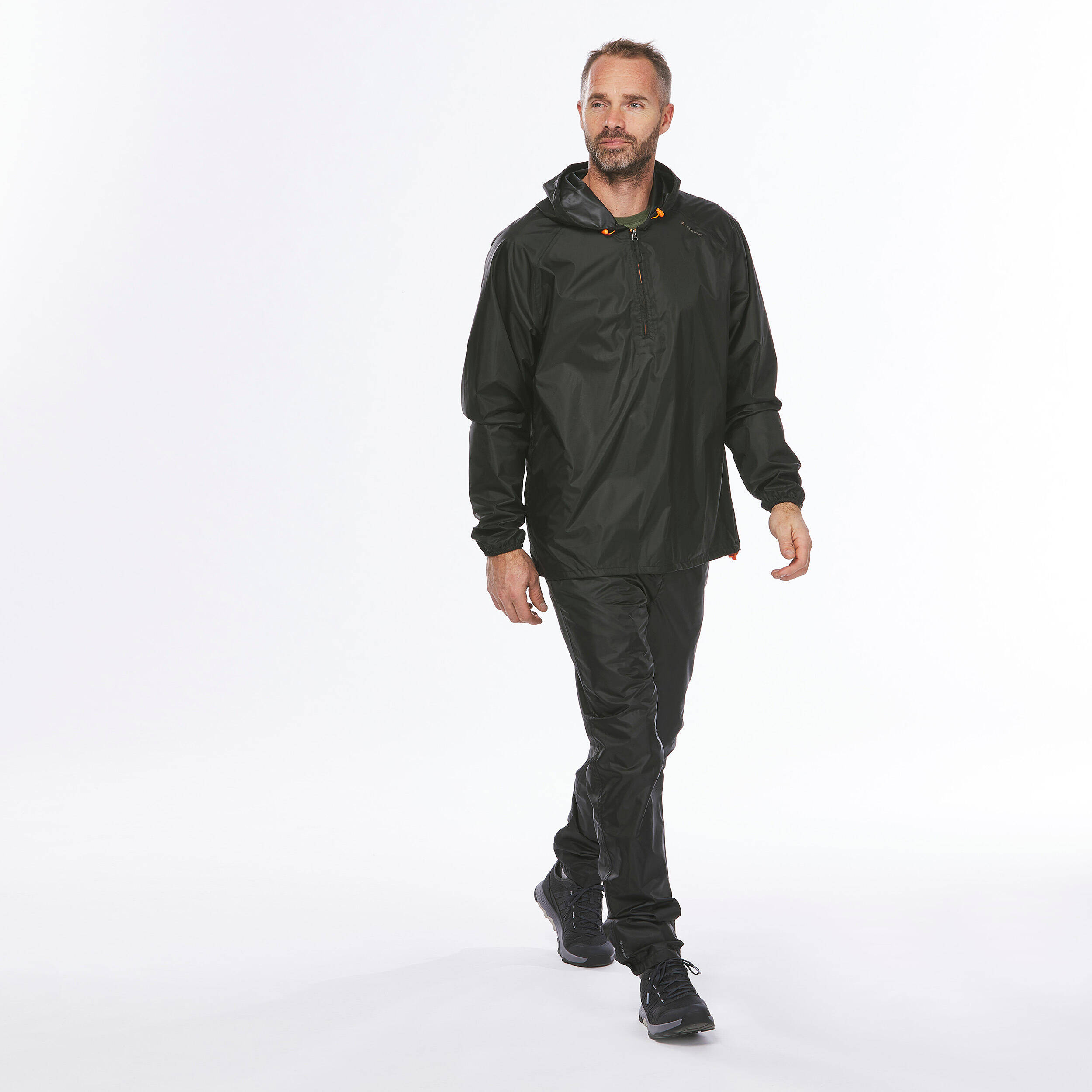 Men Waterproof Hiking Over Trousers NH500 Black -  3