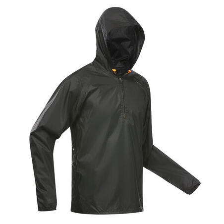 Куртка чоловіча для туризму вітрозахисна та водовідштовхувальна чорна