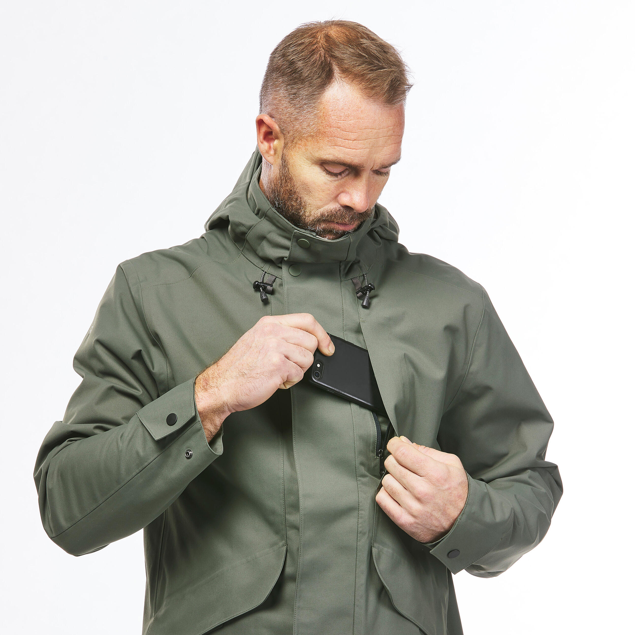 Men's waterpoof jacket - NH550 - Khaki 