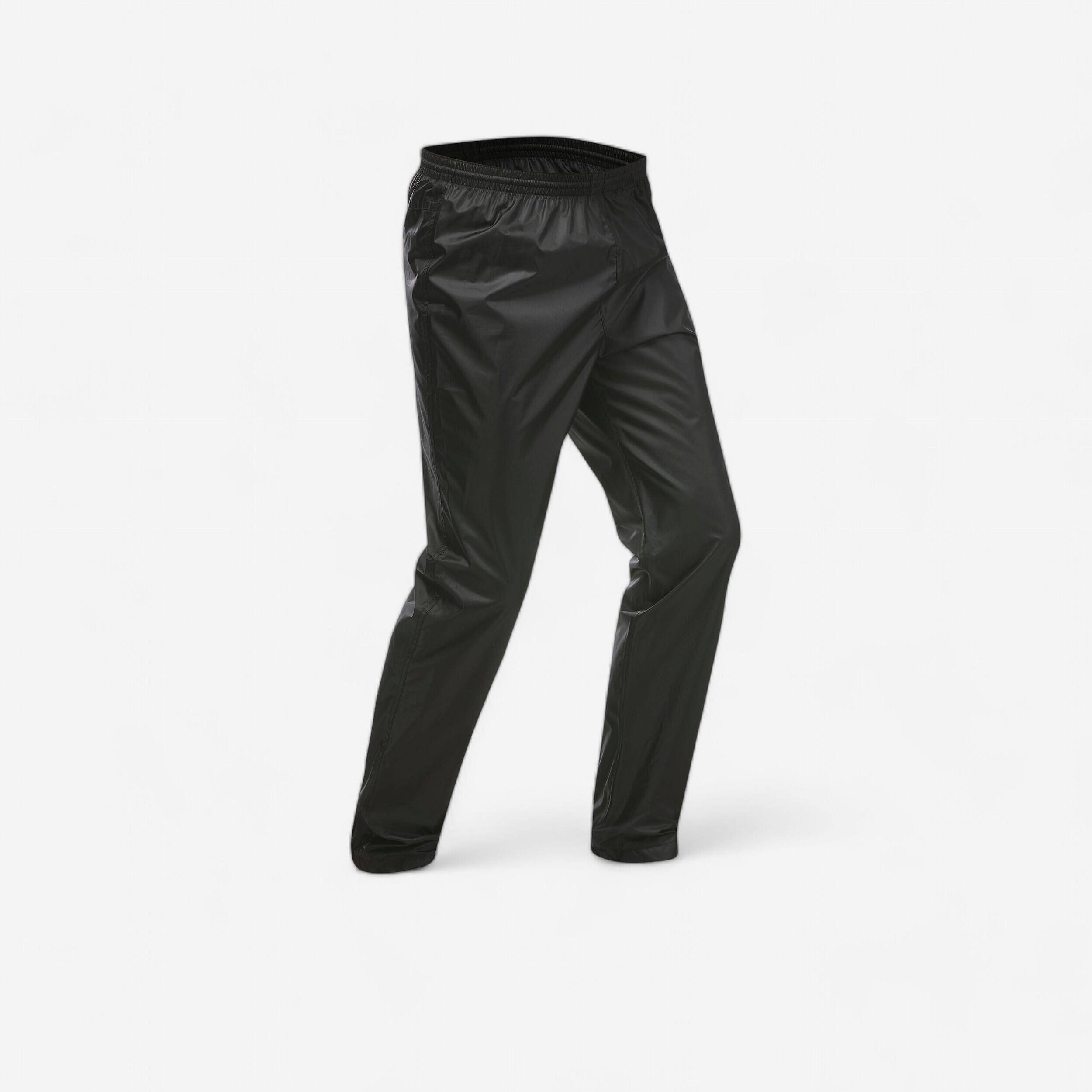 Men Waterproof Hiking Over Trousers NH500 Black -  2