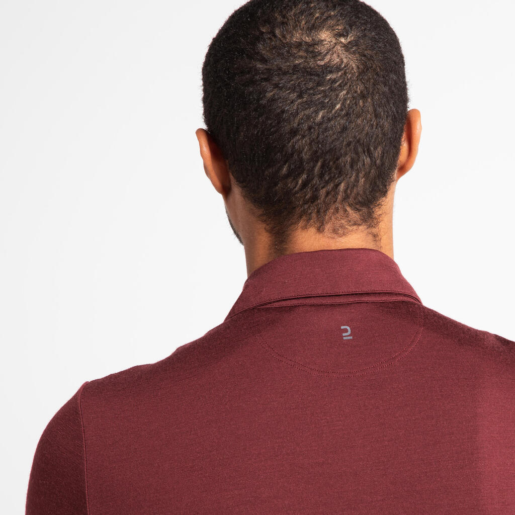 Gravel Cycling and Touring Merino Wool Polo Shirt - Burgundy