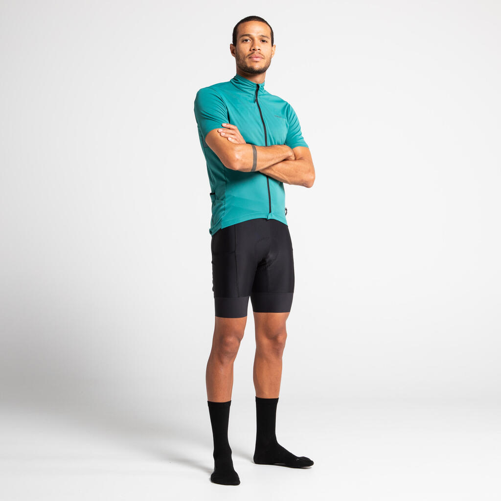 Men's Short-Sleeved Road Cycling Summer Jersey RC500 - Emerald Green