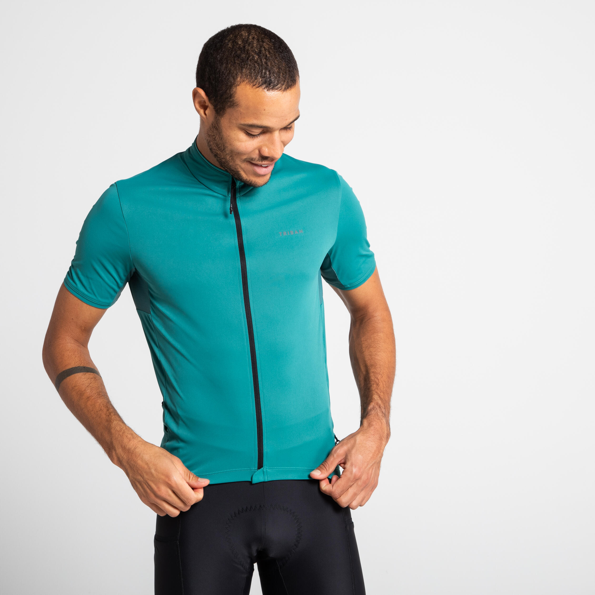 Men's Short-Sleeved Road Cycling Summer Jersey RC500 - Emerald Green 8/15