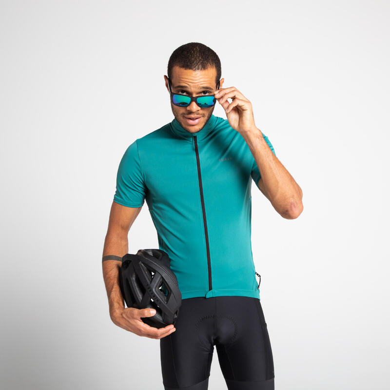 MAILLOT VELO ROUTE MANCHES COURTES ETE HOMME - RC500 VERT EMERAUDE