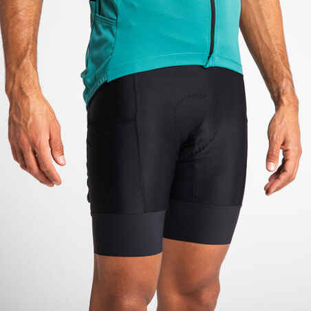 Culotte ciclismo carretera corto con tirantes hombre RC500 negro - Decathlon