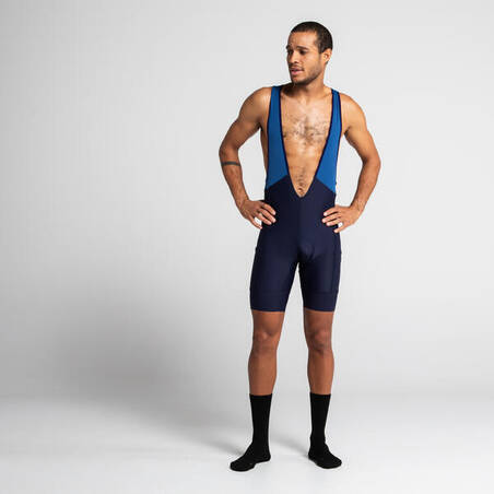 Men's Road Cycling Bib Shorts with 2 Pockets RC500 - Navy Blue