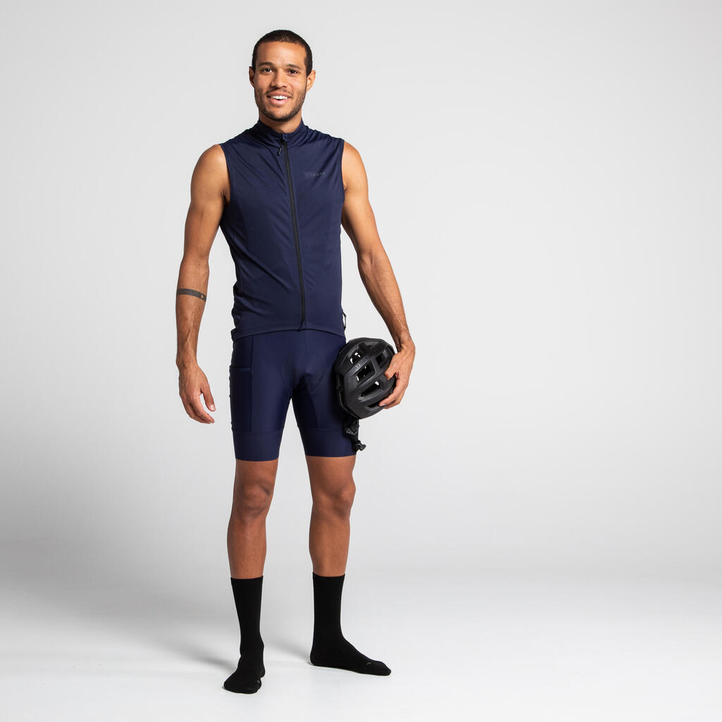 Men's Sleeveless Road Cycling Jersey RC500 - Navy Blue