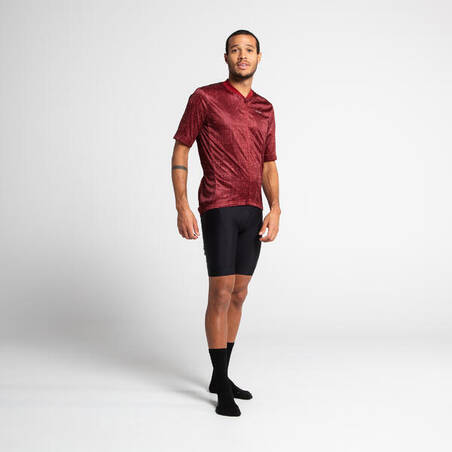 Men's Short-Sleeved Road Cycling Summer Jersey RC100 - Burgundy
