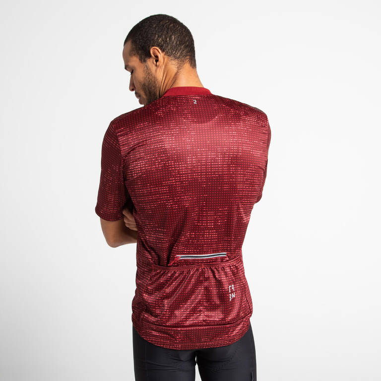 Men's Short-Sleeved Road Cycling Summer Jersey RC100 - Burgundy