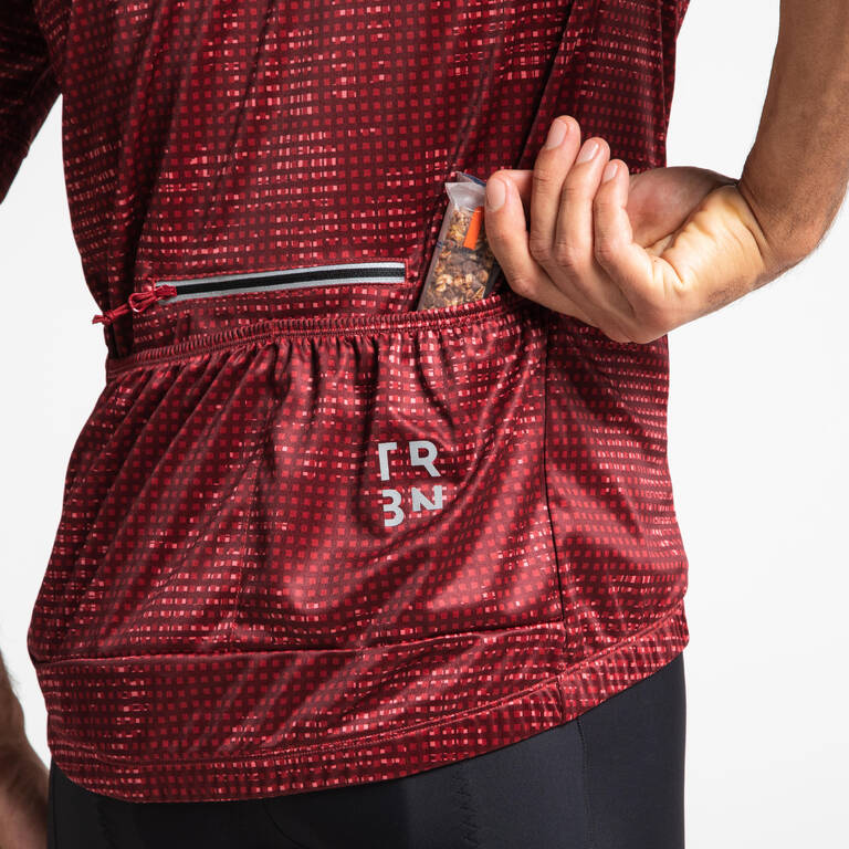 Men's Short-Sleeved Road Cycling Summer Jersey RC100 - Burgundy