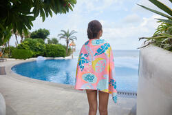 Compact Microfibre Swimming Towel with Snaps Size L 80 x 130 cm - print
