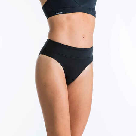 Bikini-Hose Damen hoher figurformender Taillenbund Nora schwarz
