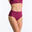 Bas de maillot de bain de surf femme taille haute ROMI ROUGE BORDEAUX