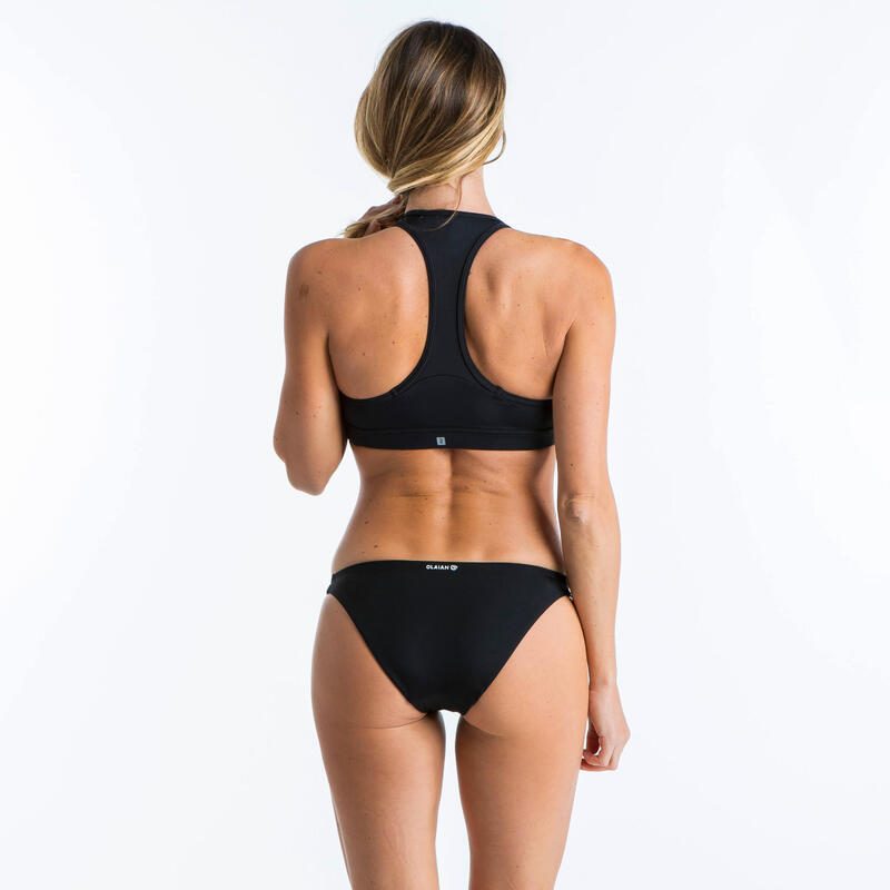 Cueca de Bikini de surf tiras laterais finas com elástico ALY mulher preto