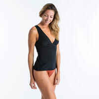 Tankini Swimsuit Top with V-Neck and Removable Padded Cups MARINE - PLAIN BLACK