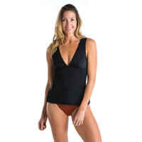 Tankini Swimsuit Top with V-Neck and Removable Padded Cups MARINE - PLAIN BLACK