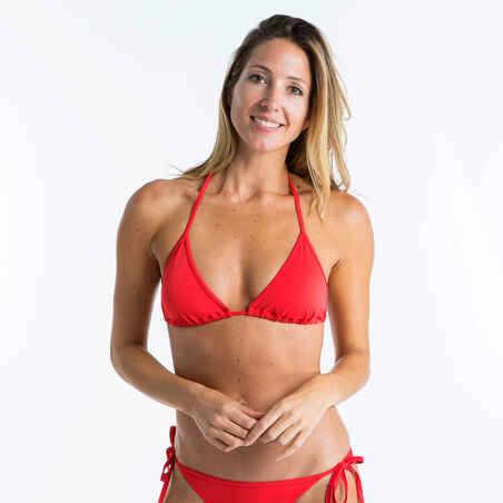 WOMEN'S SLIDING TRIANGLE SWIMSUIT TOP 
REMOVABLE PADDED CUPS MAE - RED