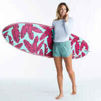 Boardshorts Surfen Tini mit elastischem Taillenbund und Kordelzug Damen khaki