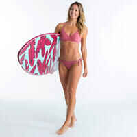 CROP TOP Swimsuit Top with Structured and Adjustable Back CARO - RIBBED PINK