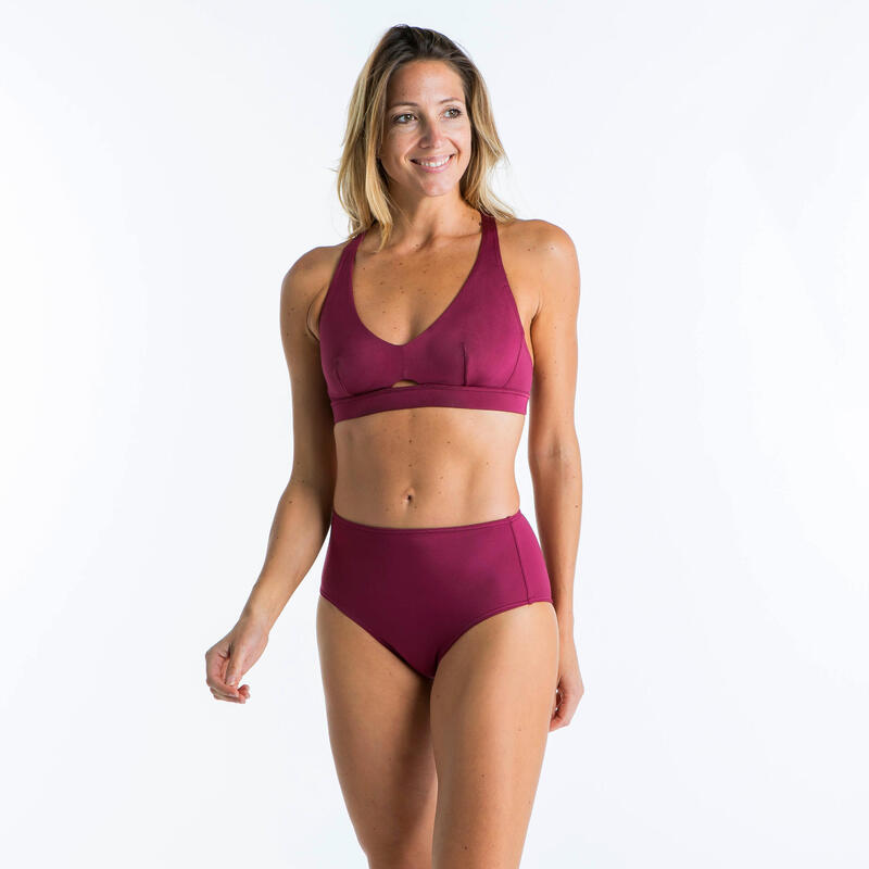 Haut de maillot de bain brassière de surf femme réglable AGATHA ROUGE BORDEAUX