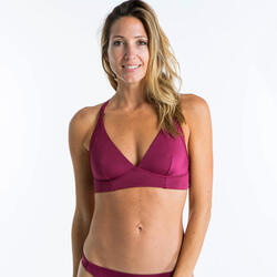 Top bikini Mujer deportivo escote V burdeos