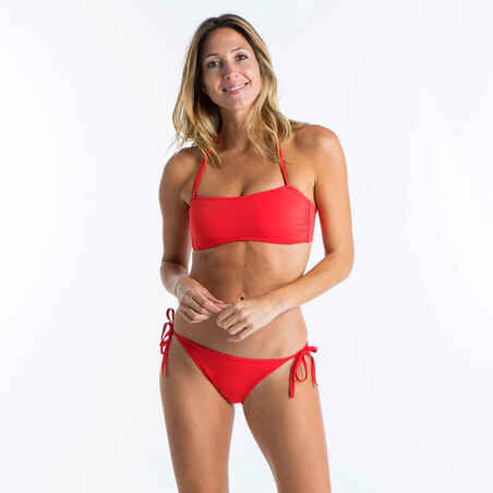 Bandeau Swimsuit Top with Removable Padded Cups LAURA - RED