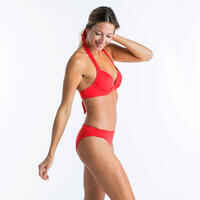 Women's Push-Up Swimsuit Top with Fixed Padded Cups ELENA - RED