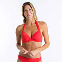 Women's Push-Up Swimsuit Top with Fixed Padded Cups ELENA - RED