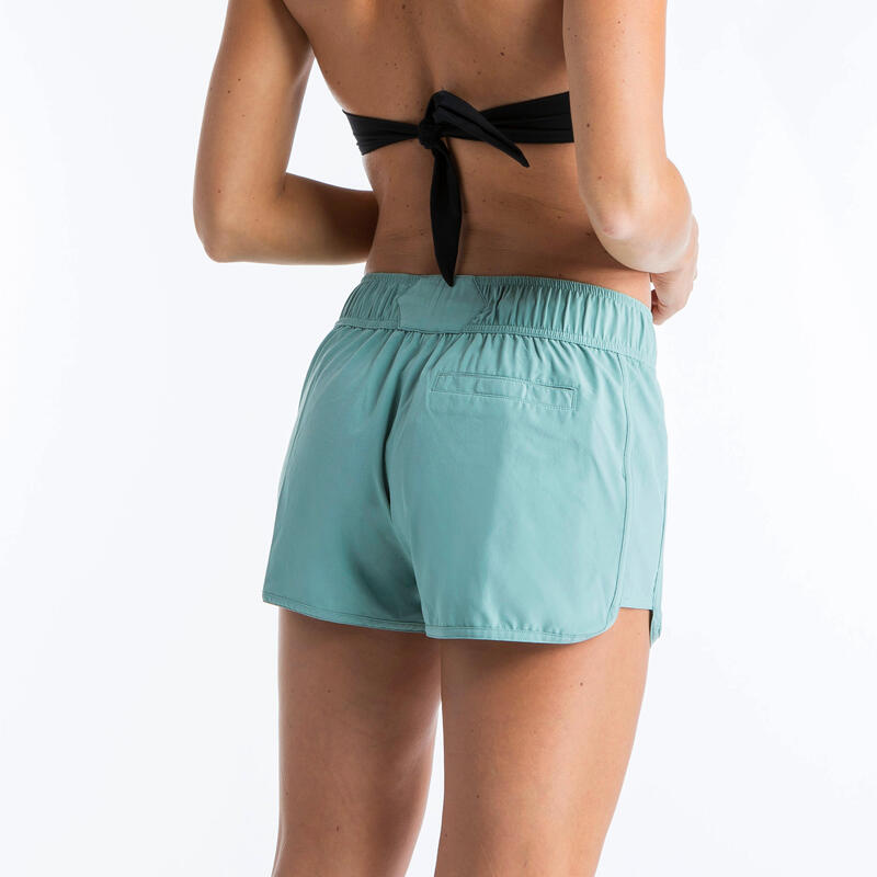 女款衝浪褲（附彈性腰帶和抽繩）TINI －卡其色