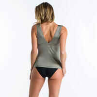 Tankini Swimsuit Top with V-Neck and Removable Padded Cups MARINE - KHAKI