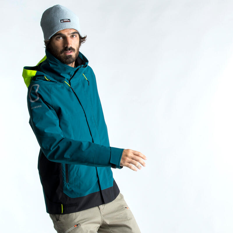 Blouson de voile - veste de pluie Sailing 500 Homme Pétrole jaune