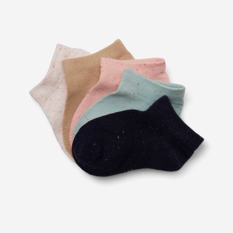 Kids' Ankle Socks 5-Pack Basic - Pink/Beige/Blue