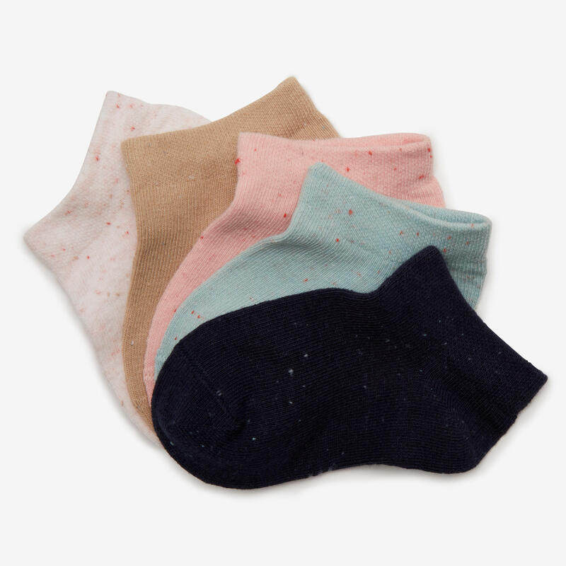Kids' Ankle Socks 5-Pack Basic - Pink/Beige/Blue