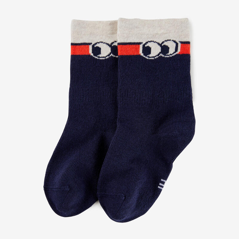 Hoge sokken voor kinderen set van 5 basic blauw met motief