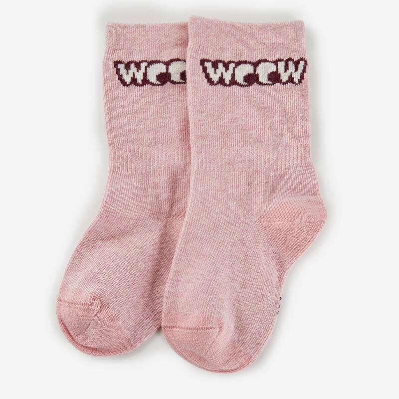 Pack de 5 chaussettes montantes enfant - Basique rose à motifs