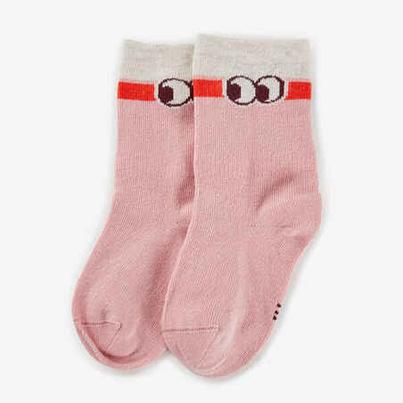 Kids' Mid-High Socks 5-Pack Basic - Pink with Pattern