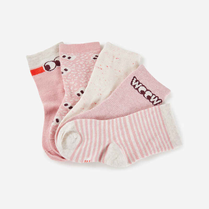 Pqt. de 5 calcetines largos para niños - Básico rosa -