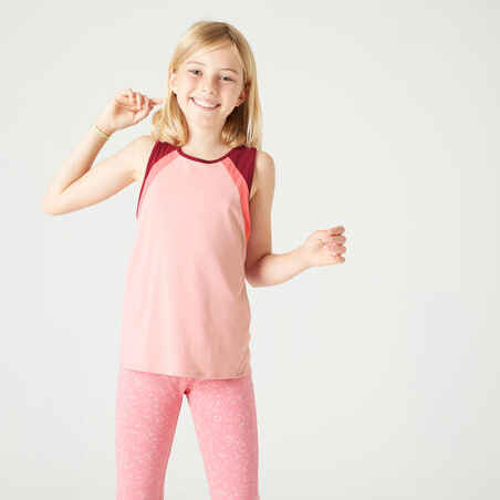 Camiseta de fitness manga corta para Niña Domyos 500 rosado